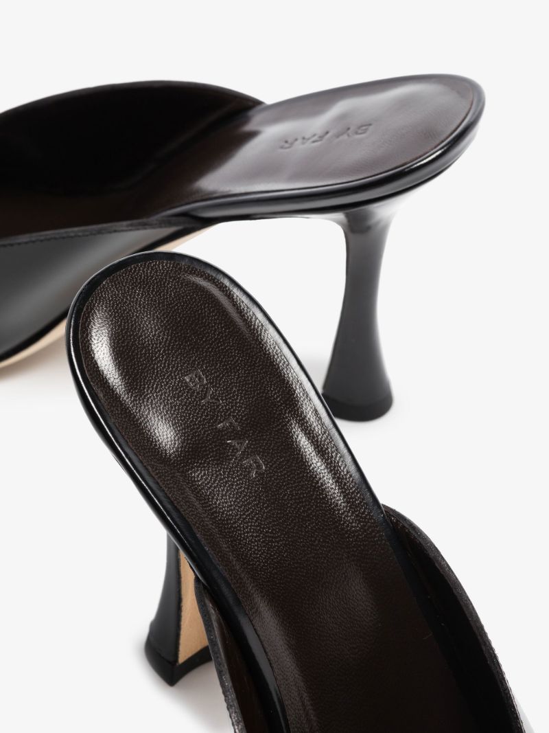 Black Olivia 105 Open Toe Leather Mules