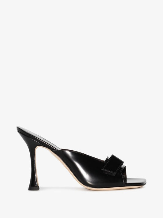 Black Olivia 105 Open Toe Leather Mules