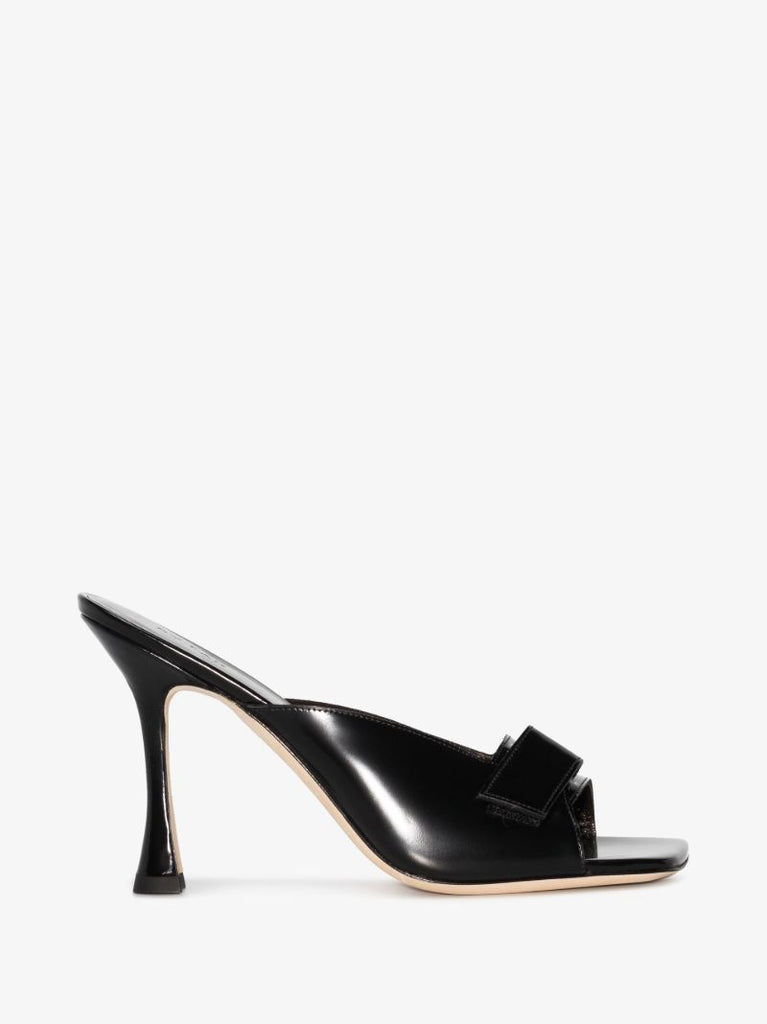 Black Olivia 105 Open Toe Leather Mules