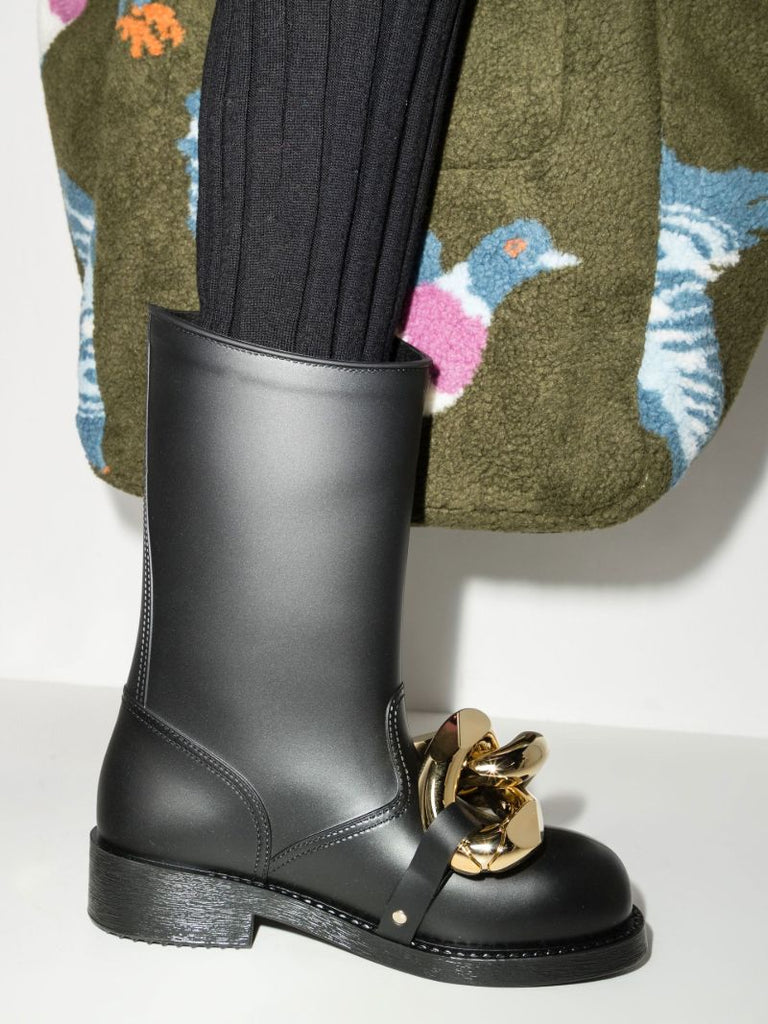 Black Chain Rubber Boots