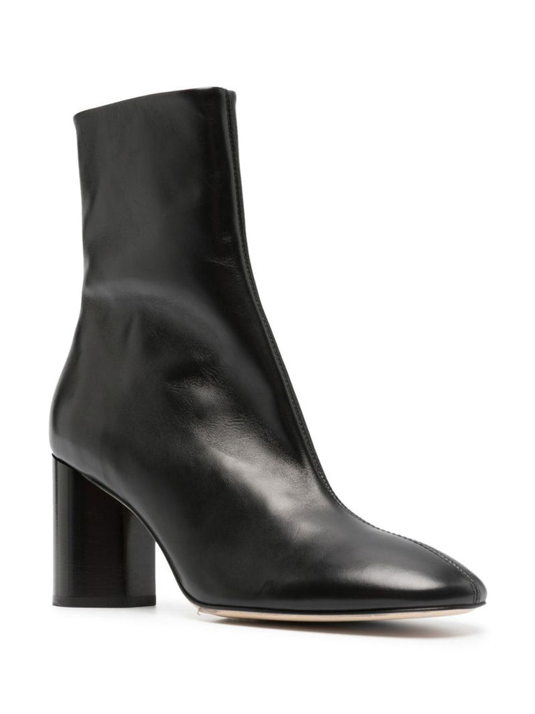 Black Alena 75 Leather Ankle Boots
