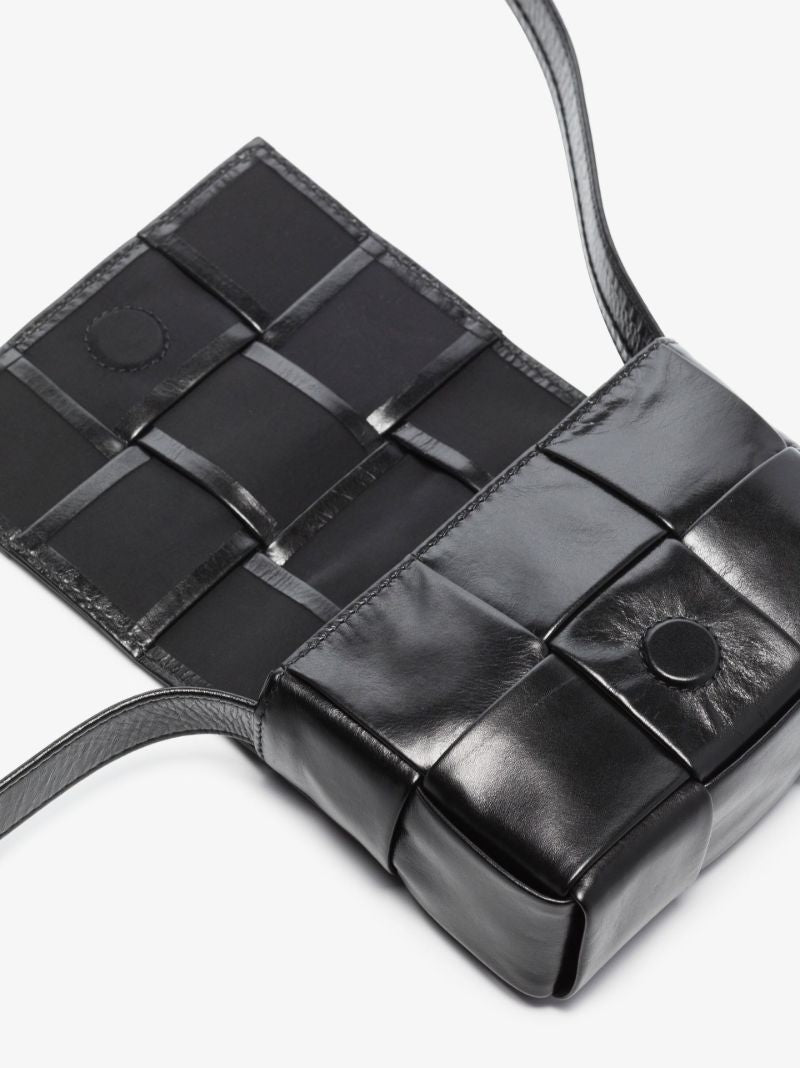 Black Cassette Mini Leather Messenger Bag