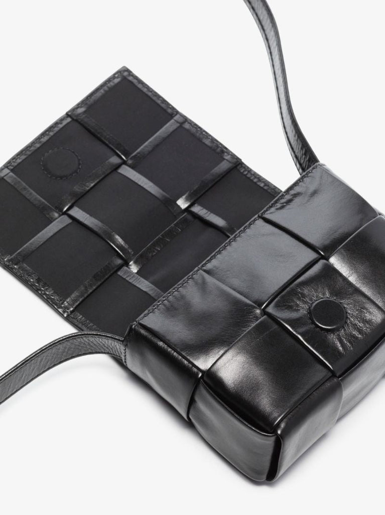 Black Cassette Mini Leather Messenger Bag