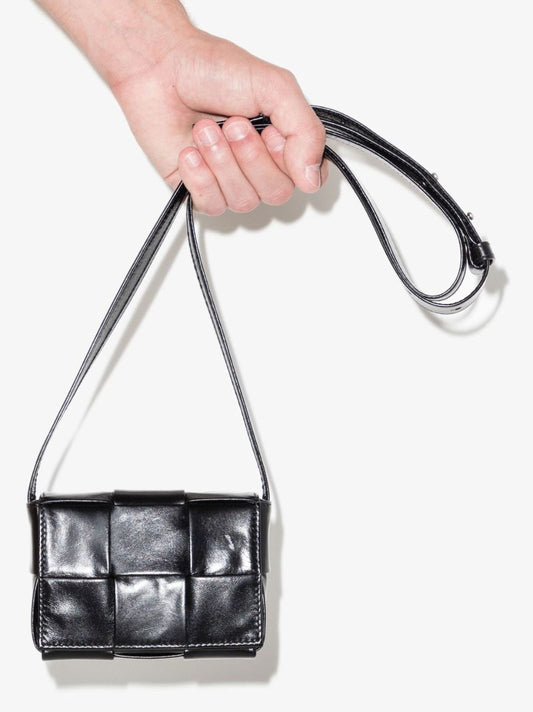 Black Cassette Mini Leather Messenger Bag