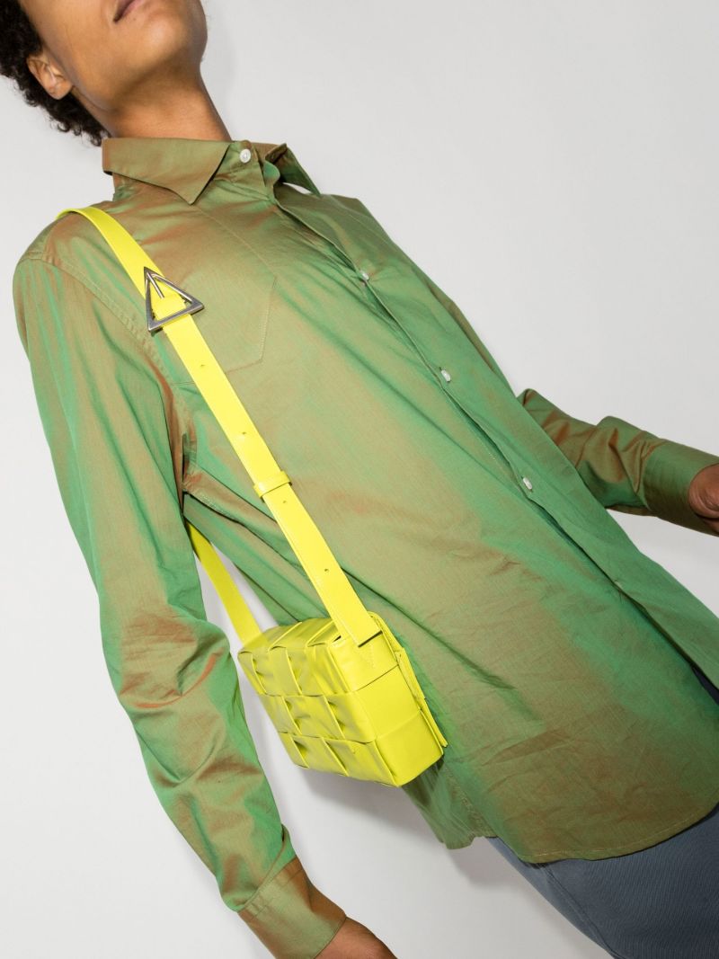 Green Cassette Medium Leather Shoulder Bag