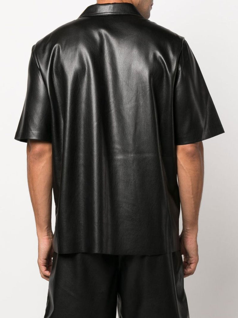 Black Bodil Faux Leather Shirt
