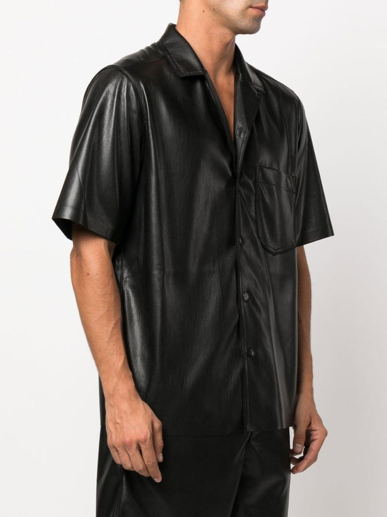 Black Bodil Faux Leather Shirt