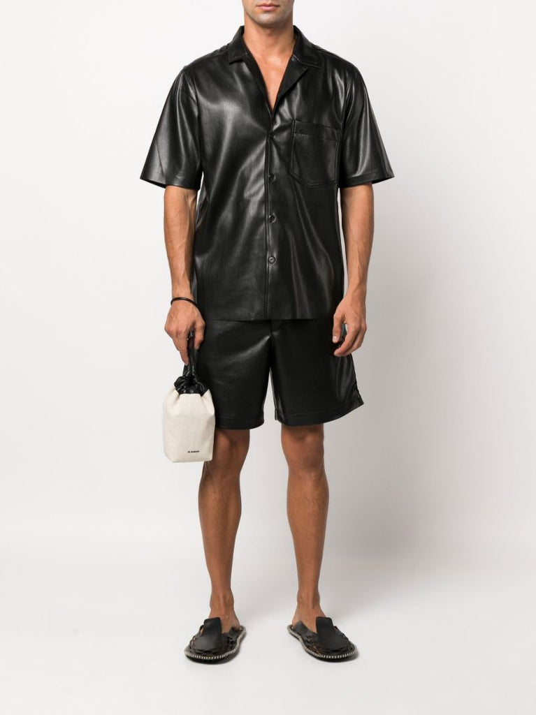 Black Bodil Faux Leather Shirt