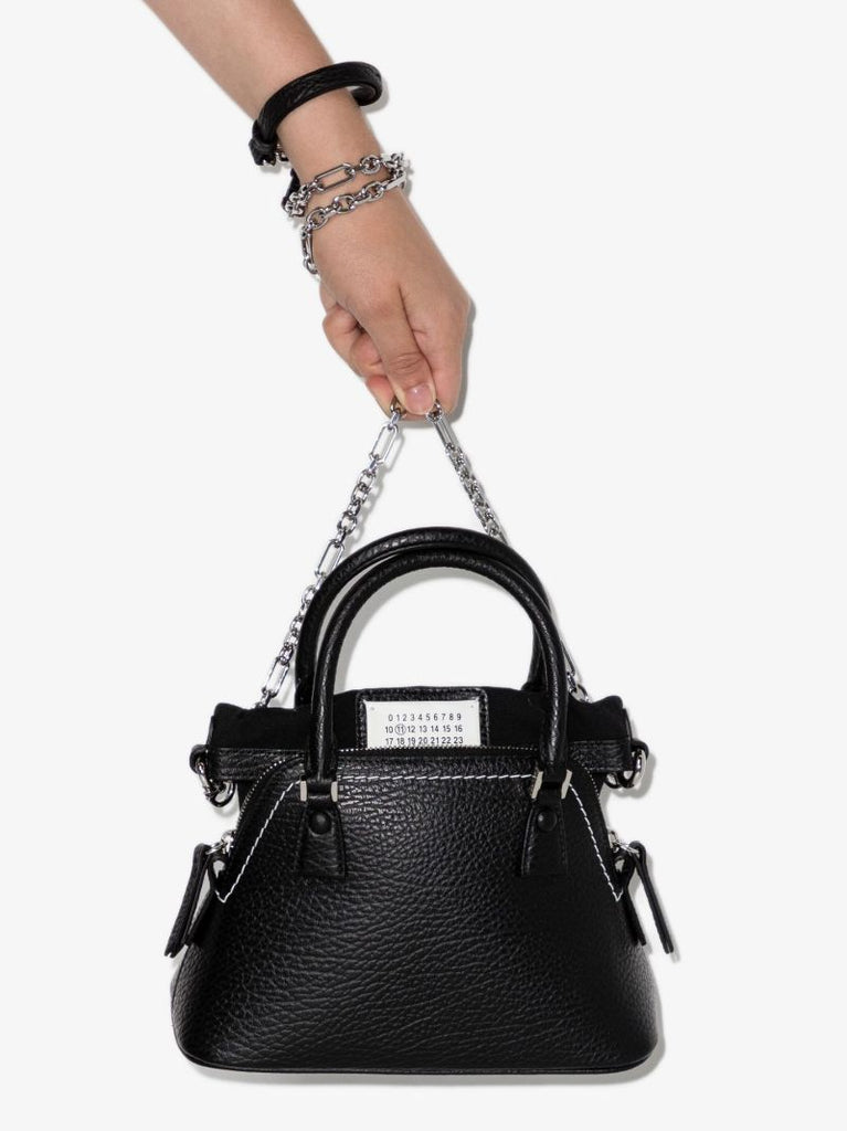 Black 5ac Mini Leather Tote Bag