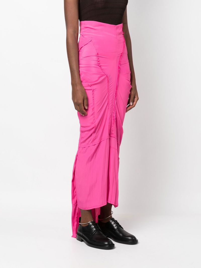 Pink Asymmetric Draped Maxi Skirt