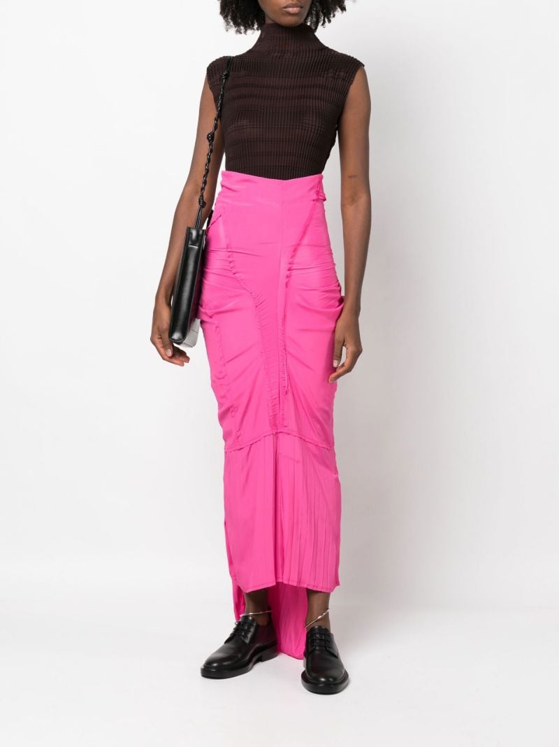 Pink Asymmetric Draped Maxi Skirt