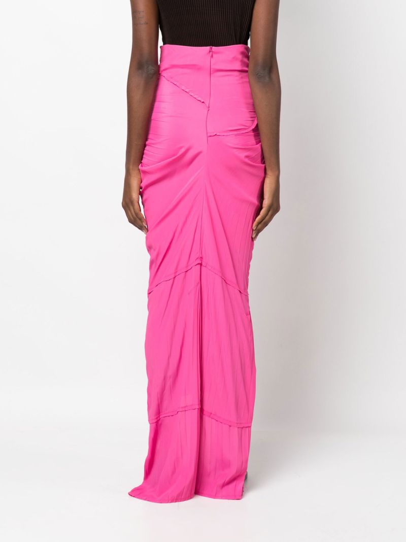 Pink Asymmetric Draped Maxi Skirt