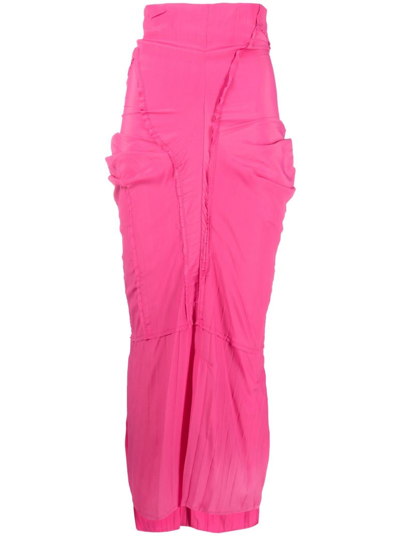 Pink Asymmetric Draped Maxi Skirt