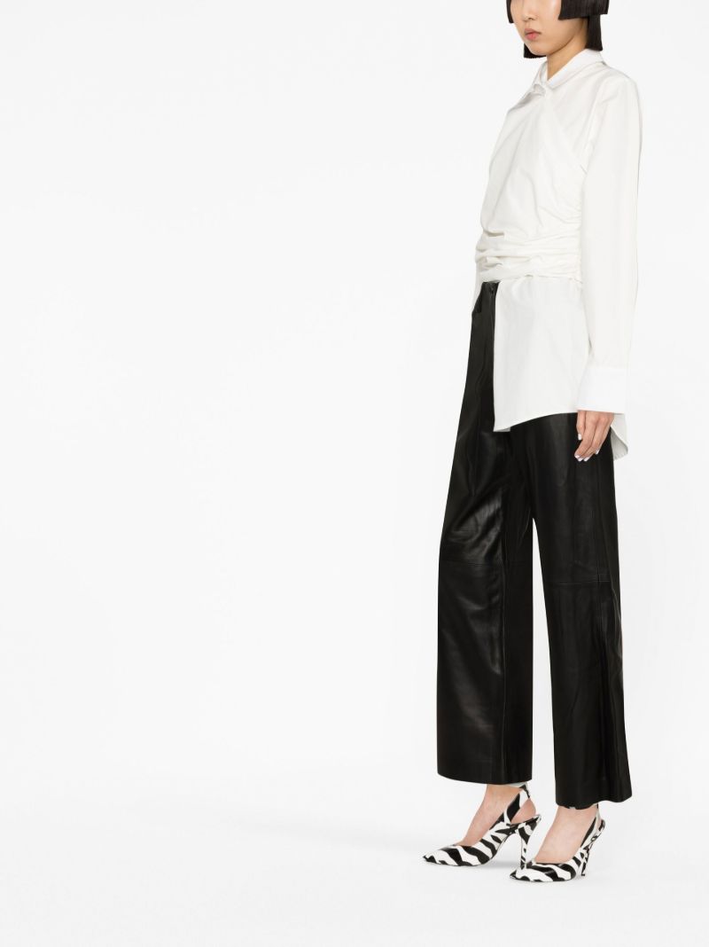 White Draped Asymmetric Cotton Shirt