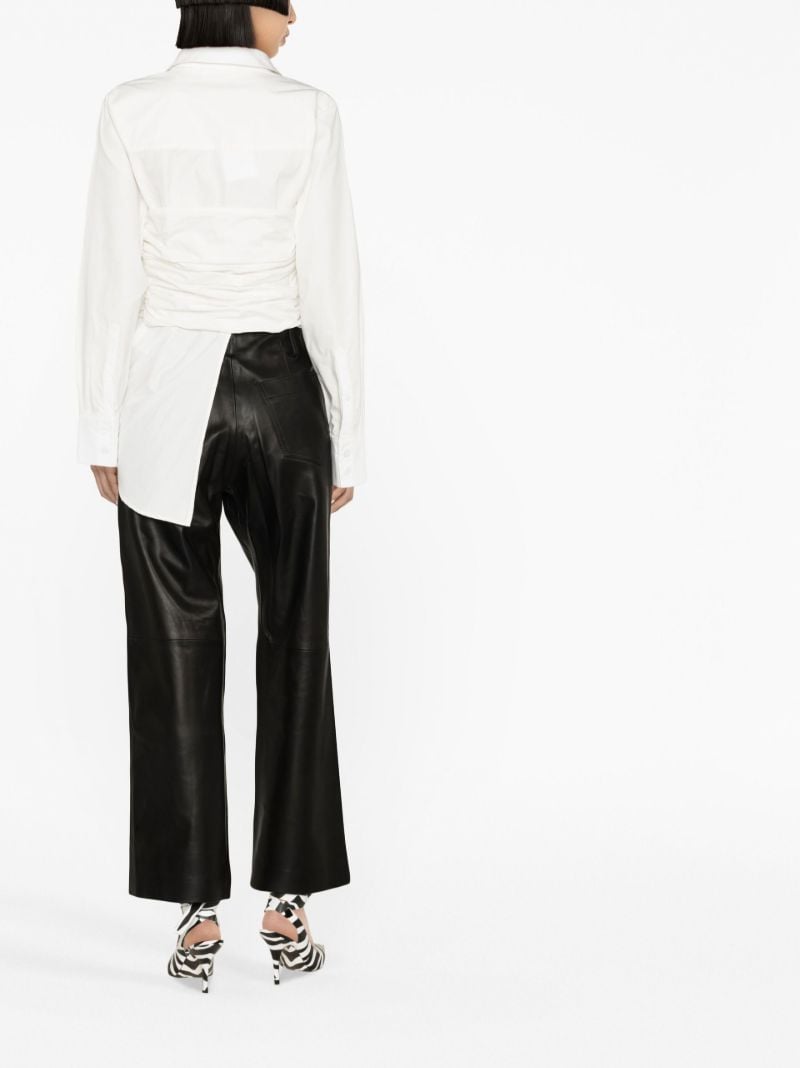 White Draped Asymmetric Cotton Shirt