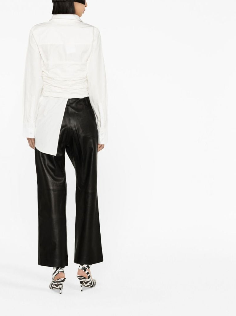 White Draped Asymmetric Cotton Shirt