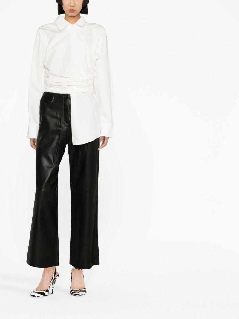 White Draped Asymmetric Cotton Shirt