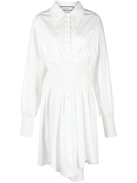 White Asymmetric Shirt Dress