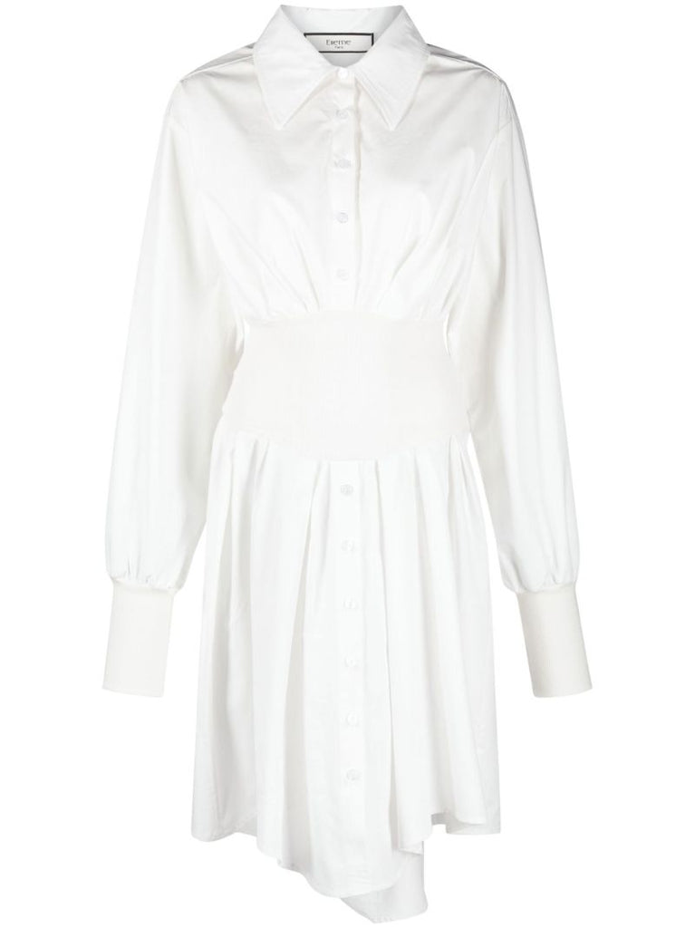 White Asymmetric Shirt Dress