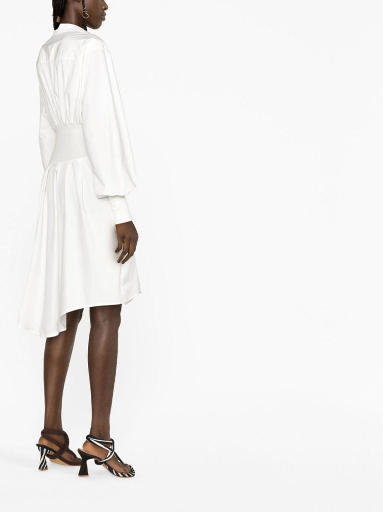 White Asymmetric Shirt Dress
