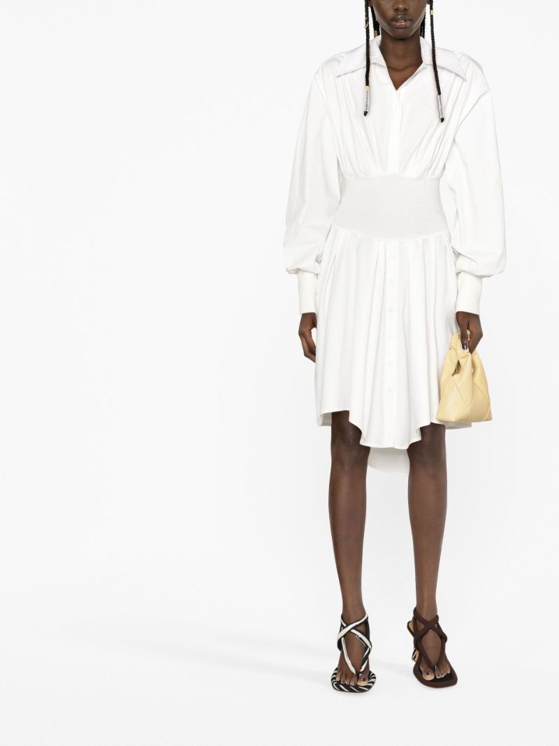 White Asymmetric Shirt Dress
