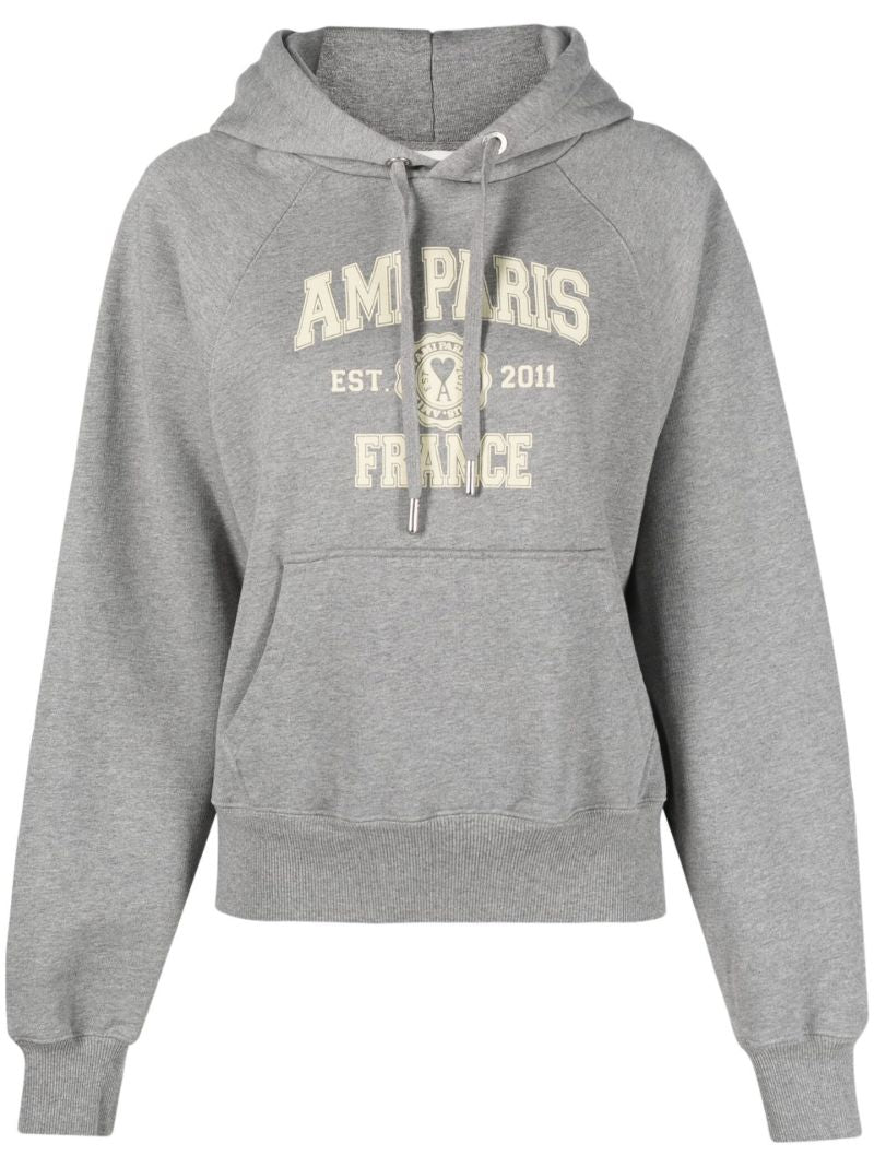 Grey Logo Print Hoodie