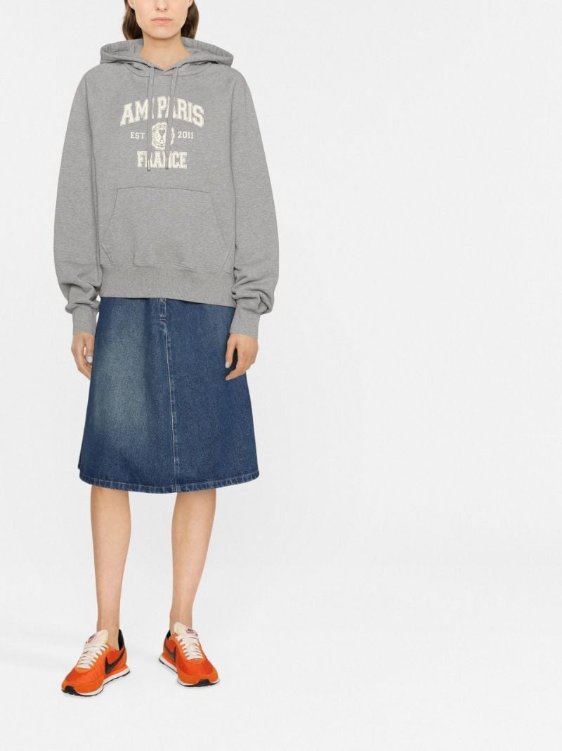 Grey Logo Print Hoodie