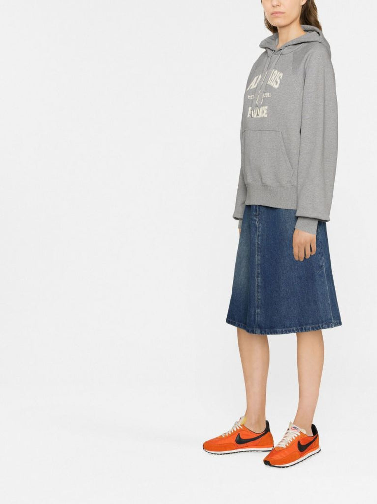 Grey Logo Print Hoodie