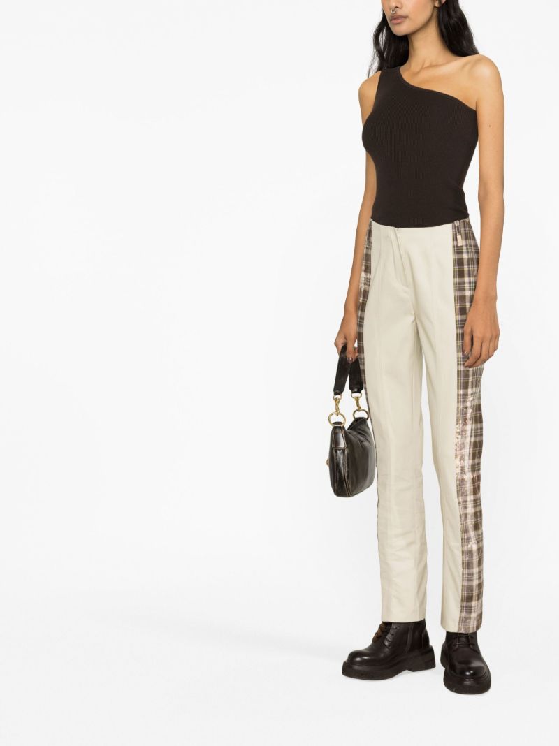 Neutral Checked Cotton Trousers