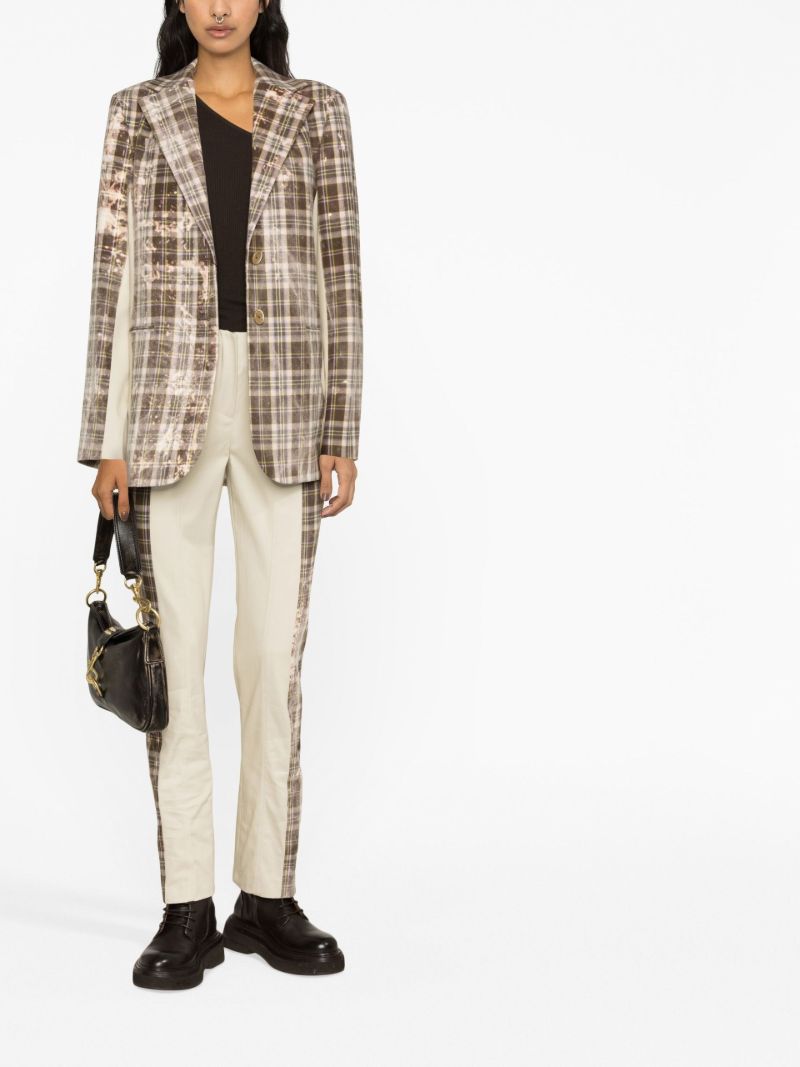 Neutral Checked Cotton Trousers