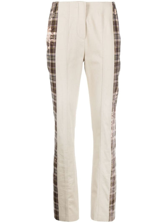 Neutral Checked Cotton Trousers