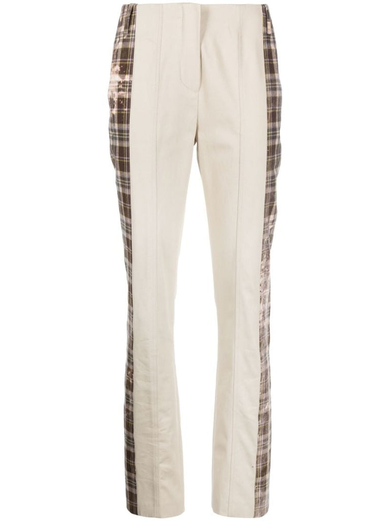 Neutral Checked Cotton Trousers