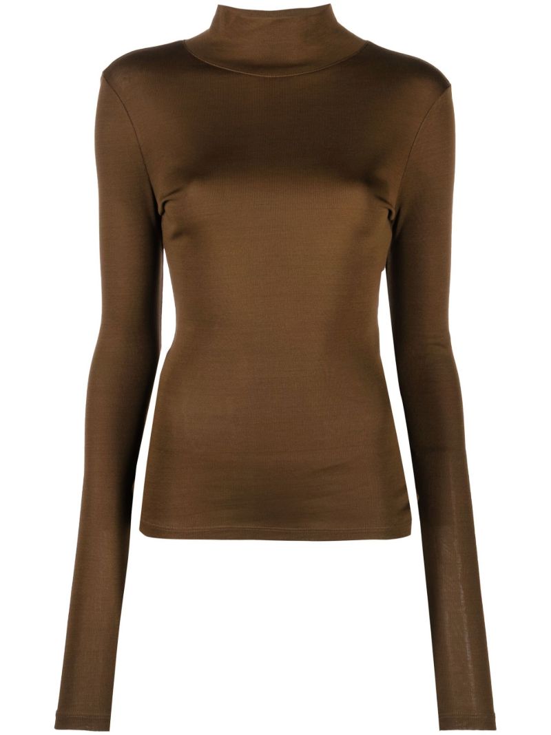 Green Turtleneck Cotton Top