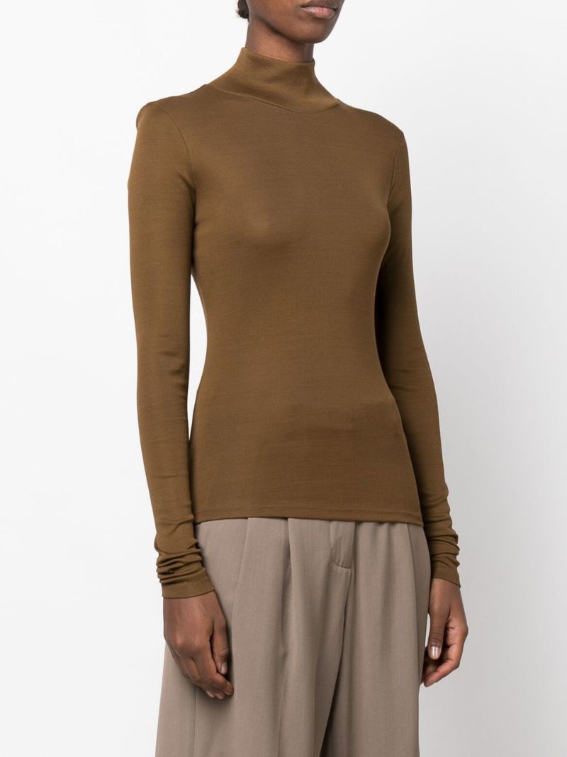 Green Turtleneck Cotton Top