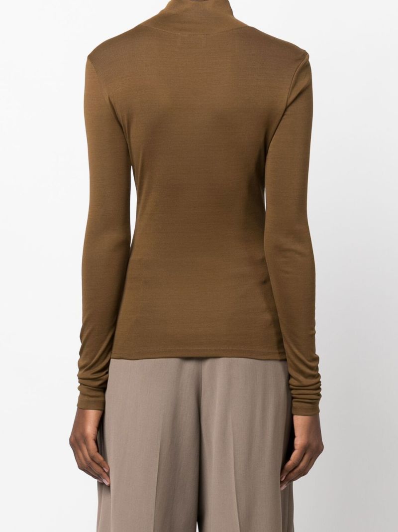 Green Turtleneck Cotton Top