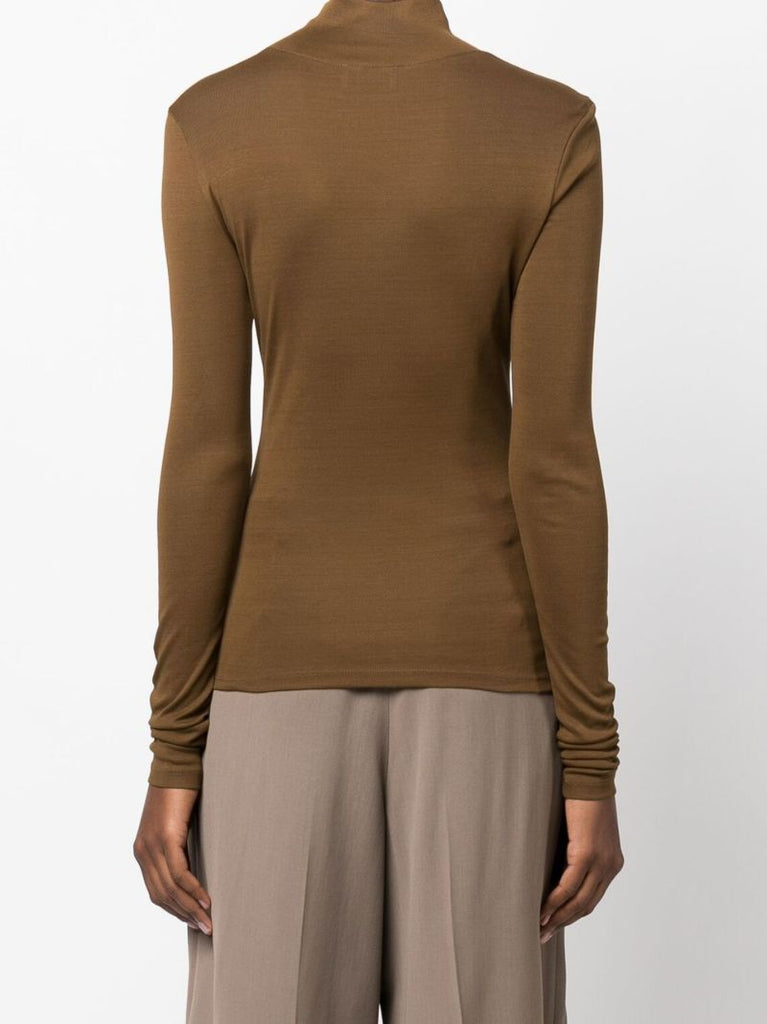Green Turtleneck Cotton Top