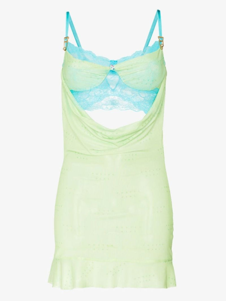 Green Gretchen Cut-out Draped Mini Dress