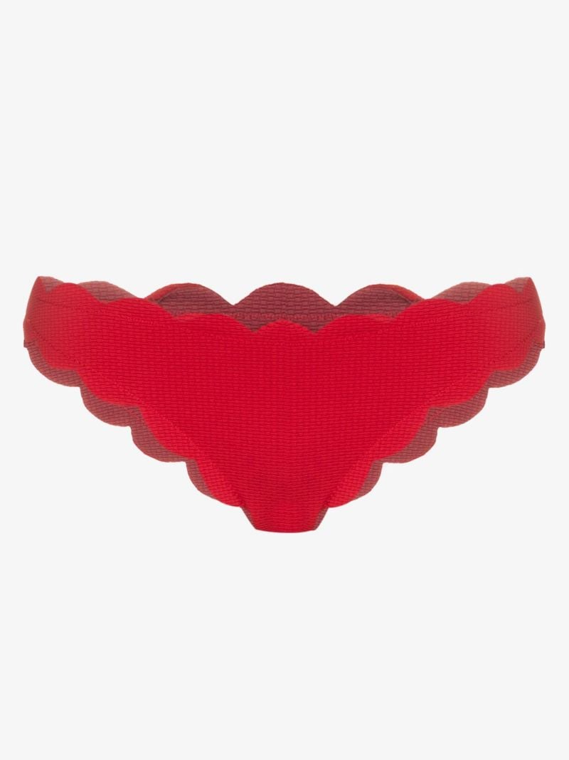 Red Antibes Reversible Scalloped Bikini Bottoms