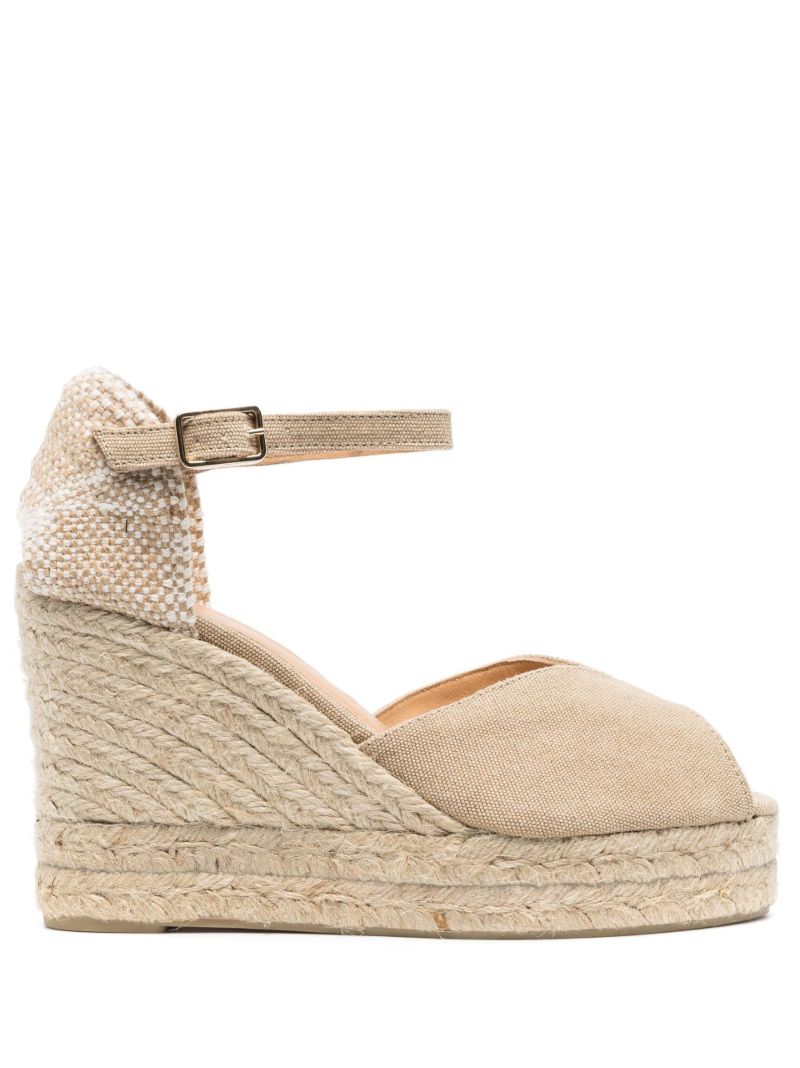 Neutral Bianca 80 Canvas Wedge Espadrilles