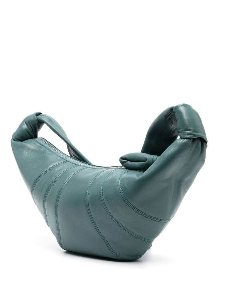 Green Small Croissant Leather Cross Body Bag