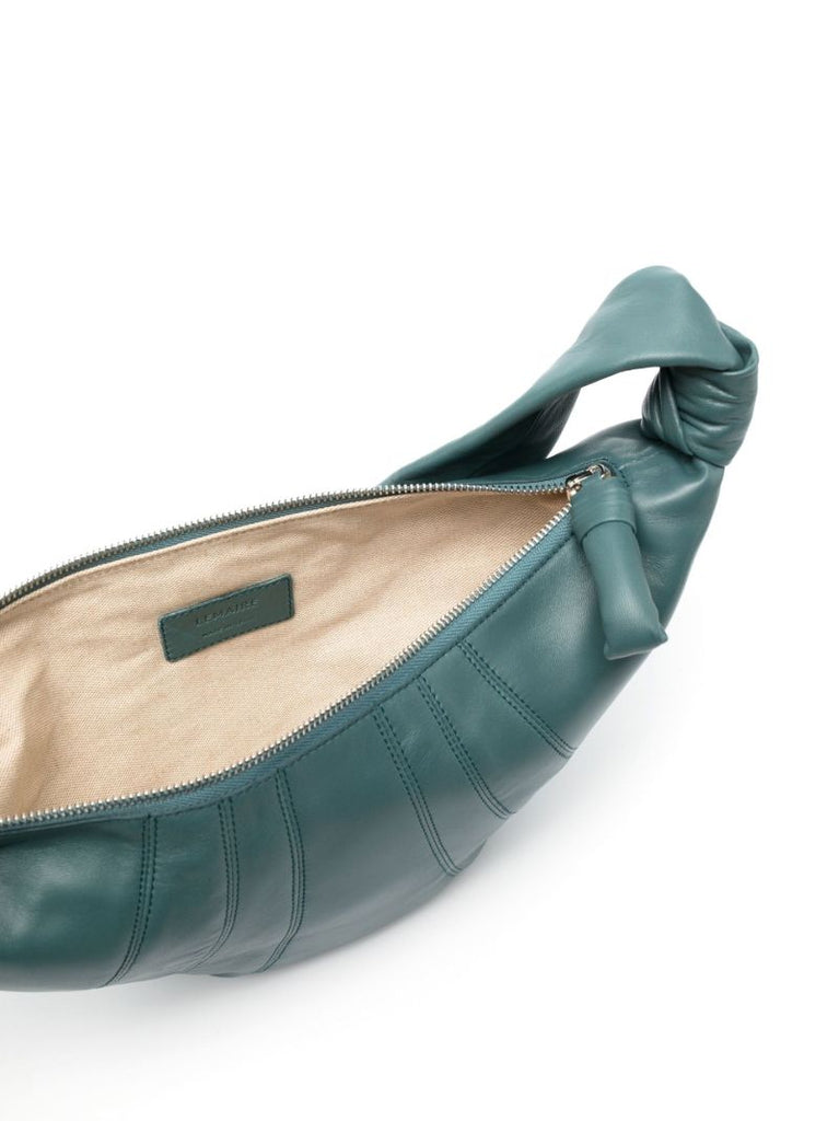 Green Small Croissant Leather Cross Body Bag