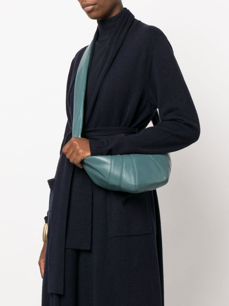 Green Small Croissant Leather Cross Body Bag