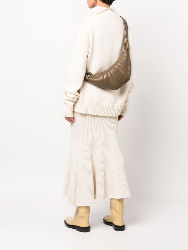 Green Small Croissant Leather Cross Body Bag
