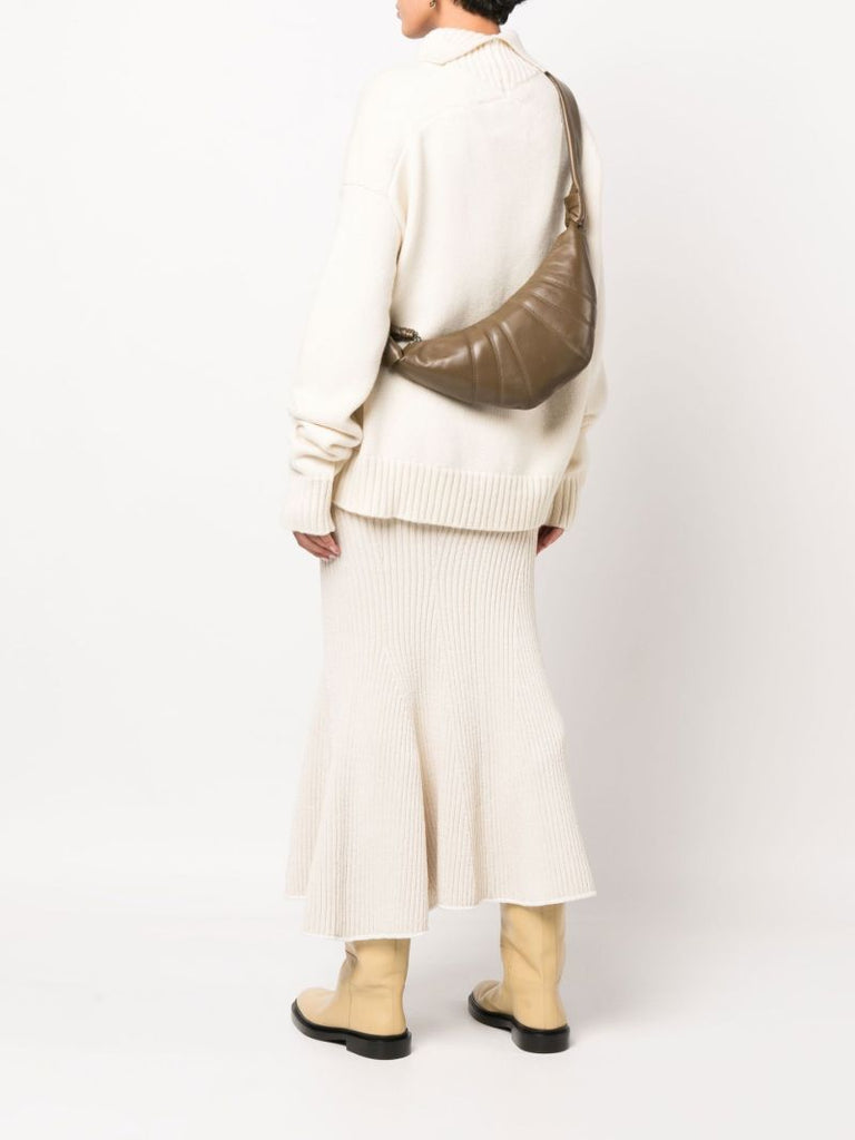Green Small Croissant Leather Cross Body Bag