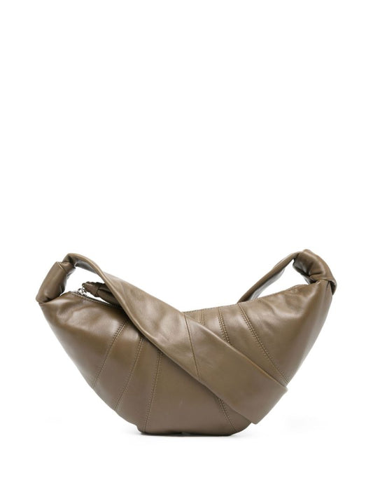 Green Small Croissant Leather Cross Body Bag