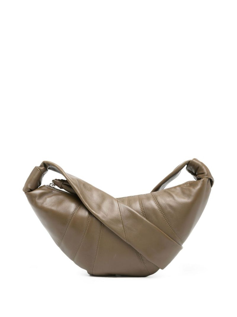 Green Small Croissant Leather Cross Body Bag
