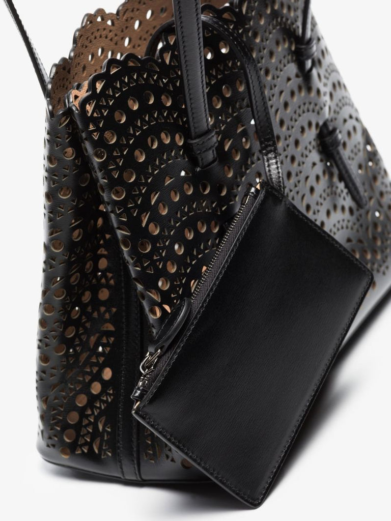 Black Mina 25 Cutout Leather Tote Bag