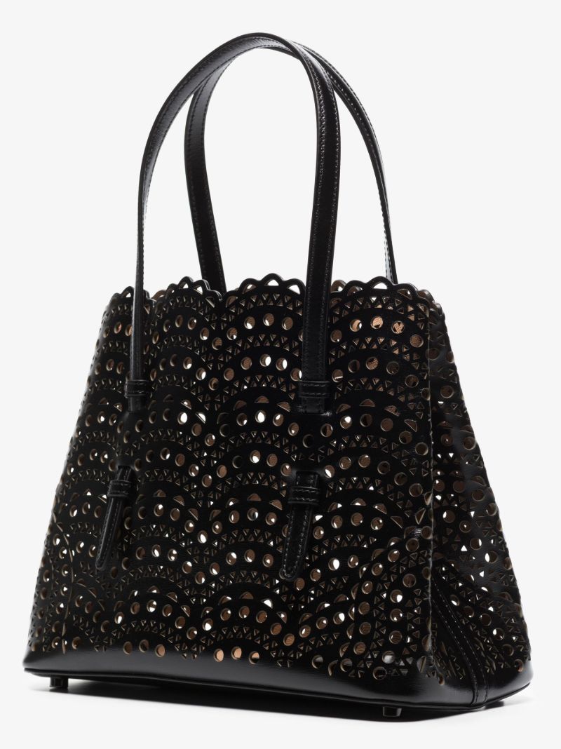 Black Mina 25 Cutout Leather Tote Bag