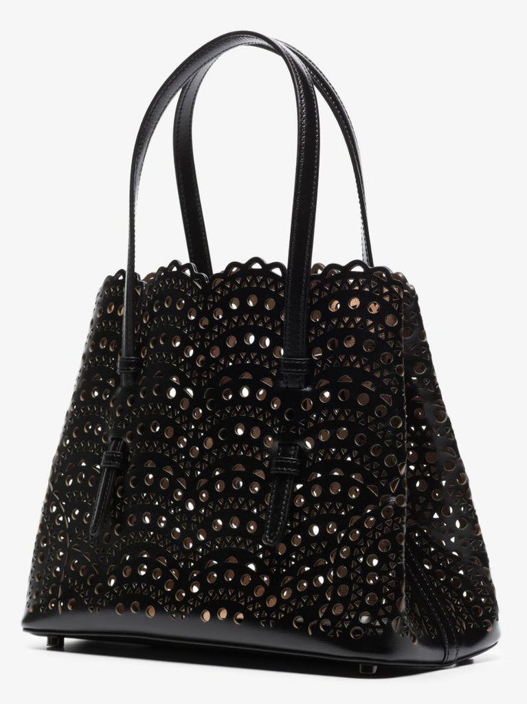 Black Mina 25 Cutout Leather Tote Bag