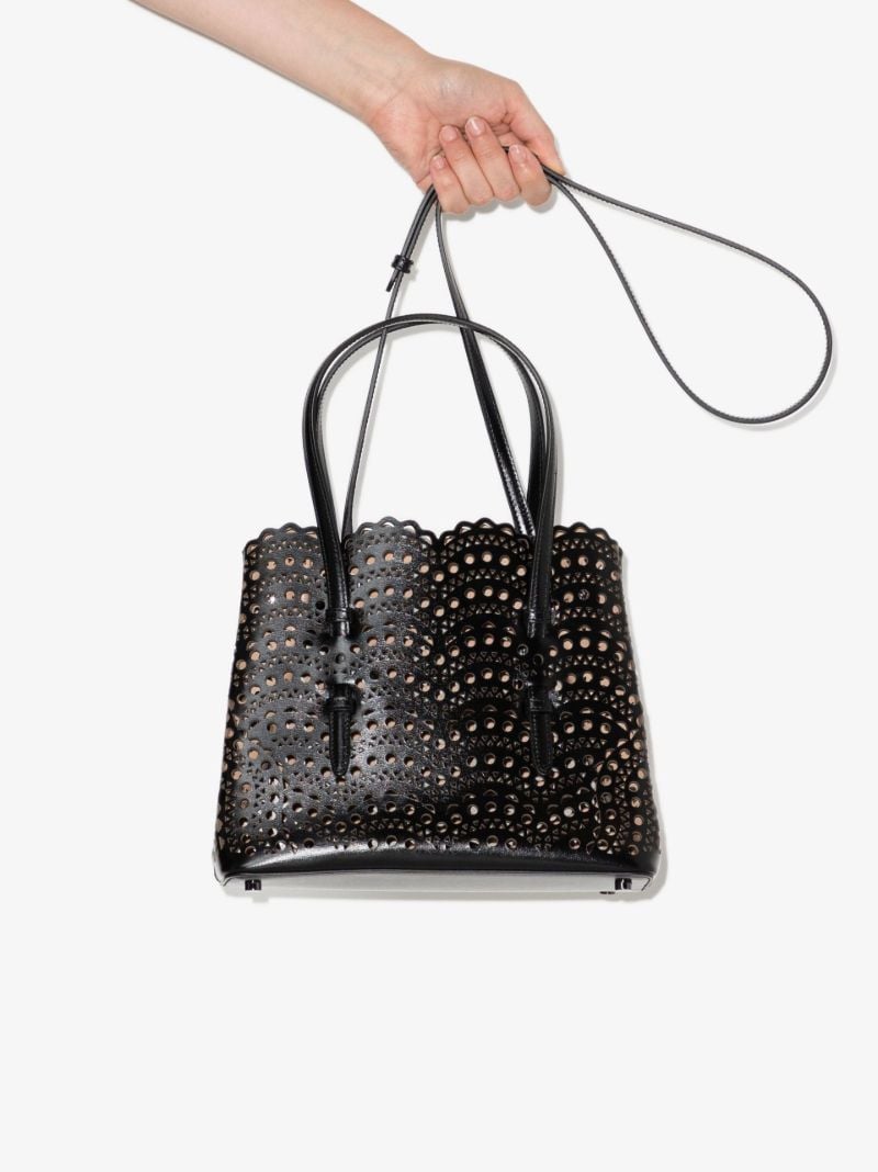 Black Mina 25 Cutout Leather Tote Bag